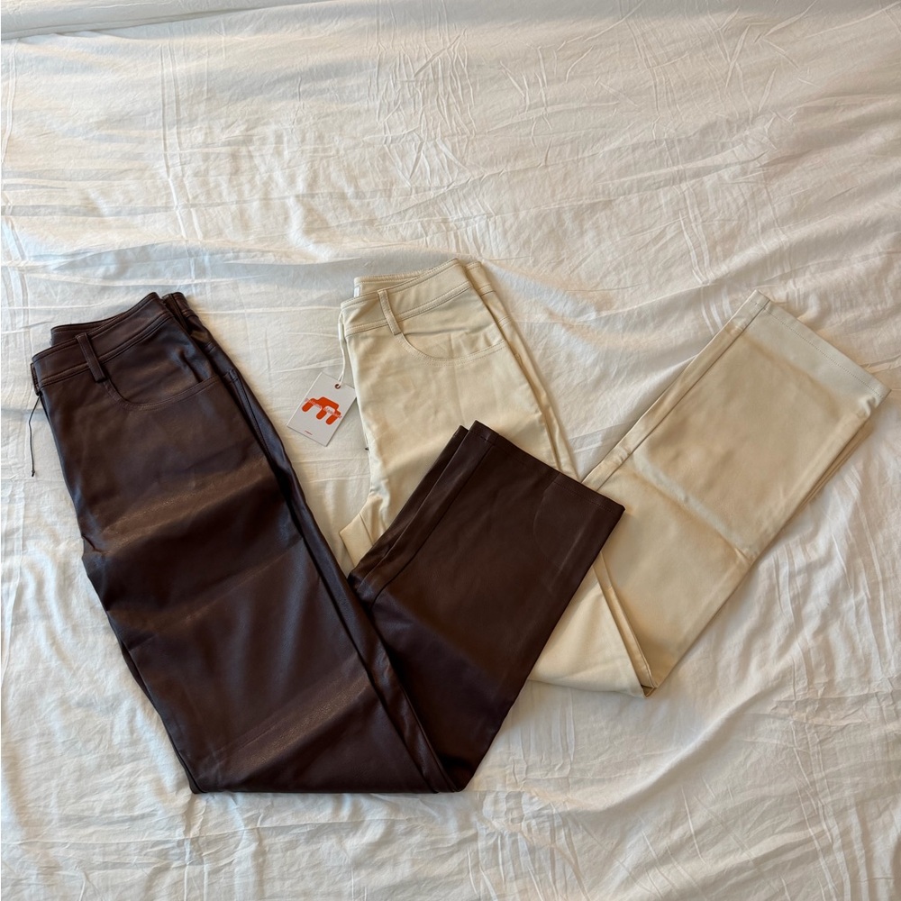 Miaou Crème & Brow Leather Pants Bundle